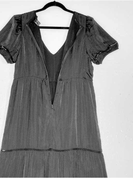 Forever 21 Women's Black Maxi Short Sleeve Crochet Lace Tiered Dress Size XL - Picture 6 of 12